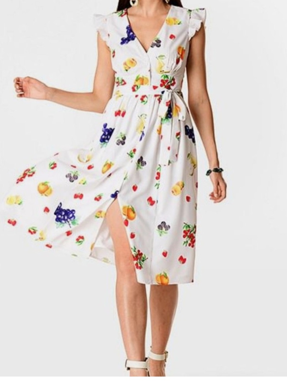 ESHAKTI Wayward Francis Fruit Retro Button Up Cottagecore Dress, Medium